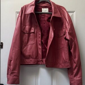 Wilfred Deep Pink Leather Jacket